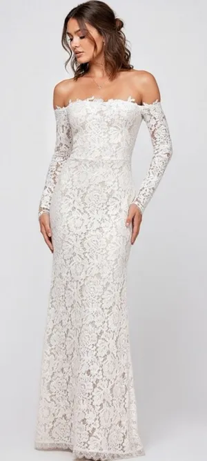LULUS Romance Dreamer Lace Off-the-Shoulder Dress, White, Large thumbnail 1