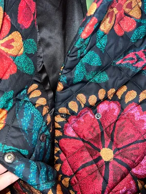 Farm Rio Black Floral Quilted Puffer Jacket XL NWT‎ Belted “Made in Brazil” thumbnail 10