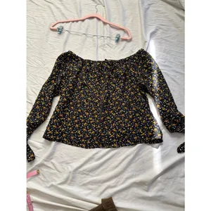Madewell XXS Floral Puff Sleeve Blouse Mustard Print Tie Cuff Boho Romantic thumbnail 9