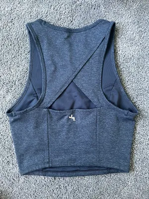 JoyLab Mini Stripe Blue Crop Tank Top thumbnail 2