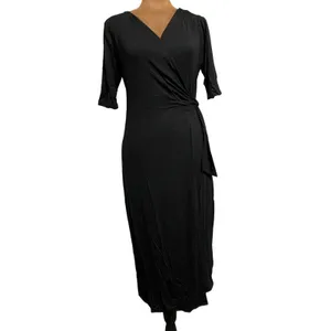 Lulus Forget Me Knot Black Midi Wrap Dress in Size M NWT! thumbnail 5