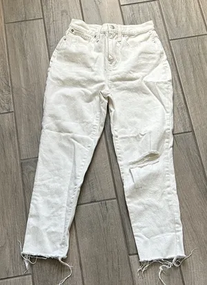 Madewell the mom Jean Cream Straight Leg Women's Jeans thumbnail 1
