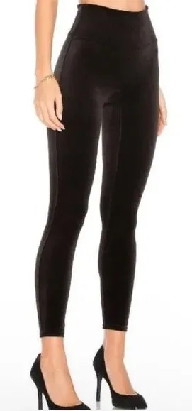SPANX Velvet Leggings High Waisted‎ Lounge Pants Black Size L thumbnail 1