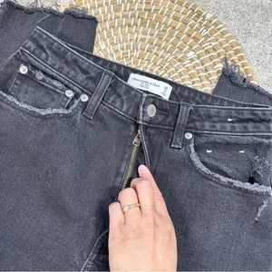 Abercrombie & Fitch Curve Love The Mom High Rise Skinny Jean Black Destroy 26 2R thumbnail 10