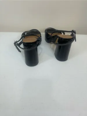 Classic Black Patent Block Heel Sandals with Ankle Strap thumbnail 4