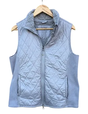 L.L. Bean Women's Light Gray Quilted Vest Size large thumbnail 1