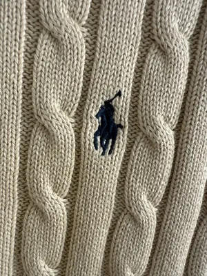 Polo by Ralph Lauren Greenish Beige Cable-Knit Short Sleeve Sweater Size M thumbnail 2
