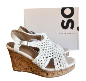 SO® Taffy White Women's Wedge Sandals Size 9 #B1651 thumbnail 1