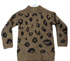 Universal Thread‎ Womens XS Leopard Print Mock Neck Pullover Sweater Brown Black thumbnail 1