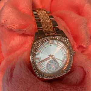 NEW BRONZE Crystal Lady Luxe Watch Stainless Steel Band Classic Quartz Time thumbnail 3