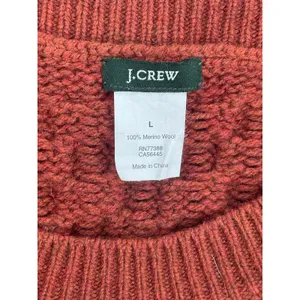 J.Crew Merino Wool Chunky Knit Stripe Sweater Chocolate Brown‎ Cream Size L thumbnail 3