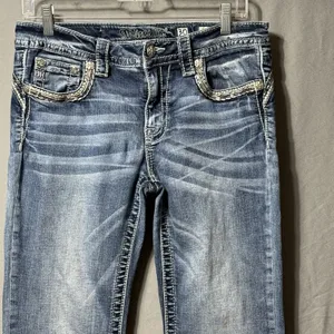 Miss Me Chloe Boot Jeans Women 30 Mid‎ Rise Embellished 30x30 Distressed Bling thumbnail 12