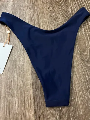 Quince Italian High-Leg Bikini Bottom Deep Navy Size S NWT! thumbnail 4
