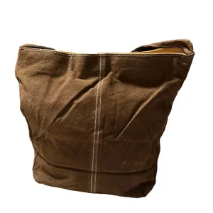 🔵Faux Suede look hobo bag. Snap closure. Faux leather bottom- Brown thumbnail 2