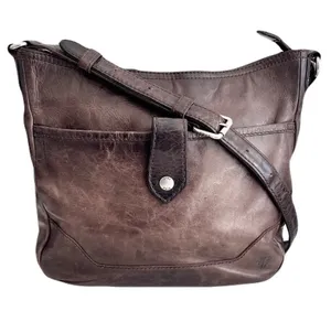 Frye ‘Melissa Button’ Grey Distressed Leather Crossbody Bag thumbnail 1