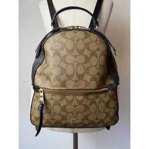 Coach Jordyn Backpack Women Medium Brown Beige Signature Coated Canvas Logo thumbnail 7