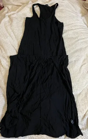 Express Medium Black Long Black Cotton Tank Maxi Dress thumbnail 1