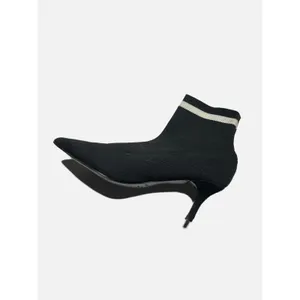 Jaggar Womens Knit Sock Booties Black White Stripe Pointed Toe Kitten Heel‎ 39 thumbnail 3