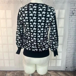 Parker Black and Silver Star Crewneck Long Sleeve Sweater Size Medium thumbnail 9