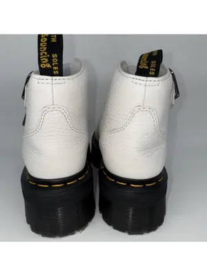 Dr. Martens Women's Devon Hearts White Leather PLATFORM Boots US 5 Buckle SlipOn thumbnail 4