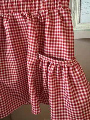 Amazon Flowy Gingham Red and White Shorts thumbnail 3