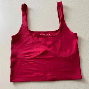 Abercrombie & Fitch Soft A&F Collection Cropped Tank Top Pink Shelf Bra Size M thumbnail 2