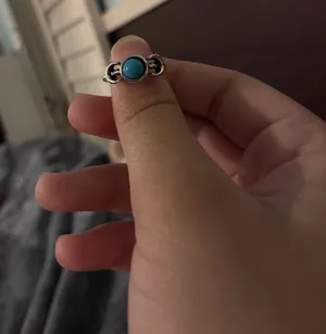 Boho Silver Tone Triple Moon Fashion Ring with Faux Turquoise Stone thumbnail 1
