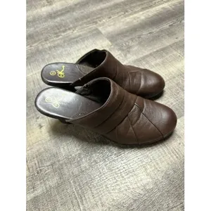 Y2K 90S‎ Heel Mule Clogs Brown Slip On Shoe Size 7.5 thumbnail 2