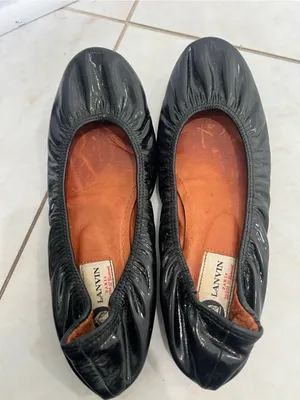Lanvin Black Patent Leather Ruched Ballet Flats Size 38.5 EU thumbnail 6