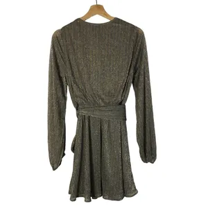 Lovestitch‎ Shooting Star Metallic Wrap Long Sleeve Mini Dress S thumbnail 4