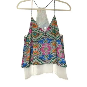 Lovers + Friends Mosaic Cami Size Medium Poppy Layered Tank Sz M New thumbnail 2