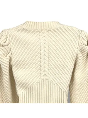 Allison Cecile Cream Ribbed Sweater Puff Sleeves Size XS Coquette Balletcore thumbnail 5