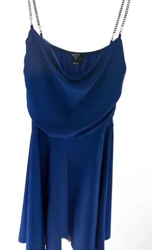 Windsor Mini Dress in Royal Blue with Rhinestone Chain Straps thumbnail 1