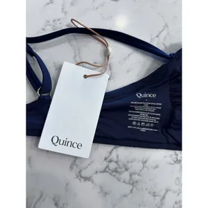 NWT Quince Deep Navy Italian V-Neck Bikini Top Size Large thumbnail 5