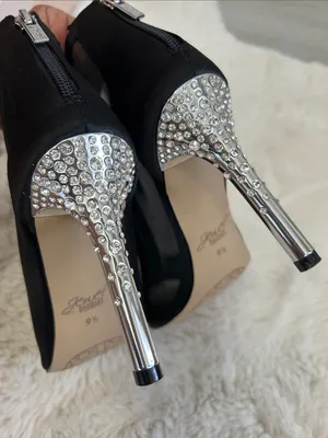 Jewel Badgley Mischka Anastasia Black Mesh Peep Toe Heels thumbnail 8