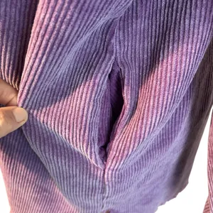 la miel Corduroy Shacket SZ M Purple Button Down Raw Hem Pocket Wide Wale Jacket thumbnail 6