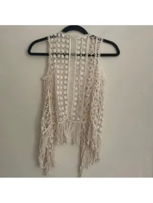 It’s Our Time Cream Boho Festival Prairie Western Crochet Fringe Bottom thumbnail 4