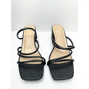 A new day Sandals Strappy Black‎ Block Heel Size 9.5 Square Open Toe thumbnail 4