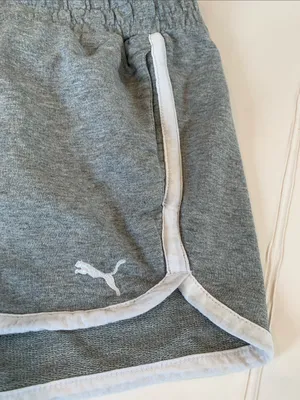 Puma Women’s Medium Light Gray Knit Athletic Short Shorts with White Trim thumbnail 6