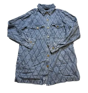 💙 Joan Rivers Denim‎ Boyfriend Shirt Diamond Stitch Women’s Small 💙 thumbnail 1