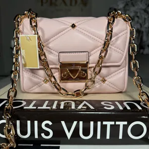 Michael Michael Kors Serena Small Quilted Studded Crossbody Bag Blush New NWT thumbnail 2