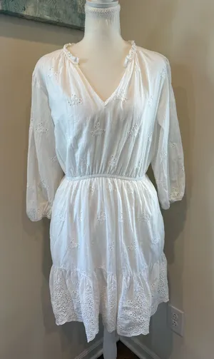 Knox Rose White Cotton Eyelet Midi Dress Small thumbnail 1