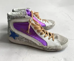 GOLDEN GOOSE Women’s Slide Purple Silver Hi Top Sneakers Size 39 / US 9 thumbnail 1