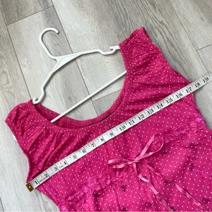 Y2K Polka Dot Top floral sleeveless womens Pink (xlarge) ribbon vintage casual thumbnail 3