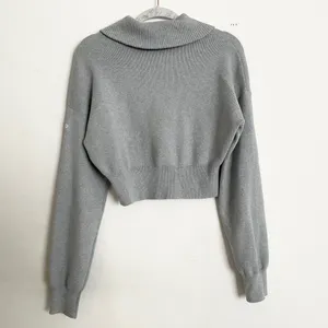 Alo Yoga Scholar Knit Cropped Full Zip Jacket Athletic Heather Grey S thumbnail 6