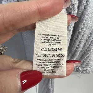 Free People Sz XS Ventura Thermal Top Waffle Knit‎ Long Sleeve Sky Blue High Low thumbnail 7