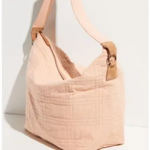 Free People Vienna Pink Quilted Shoulder Bag/Tote Bag, Suede Trim Detail‎ thumbnail 10