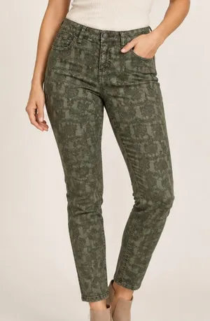 Free People Skinny Floral Jacquard Jeans thumbnail 1