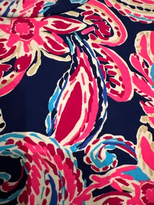 Lilly Pulitzer Navy Pink Blue Paisley Short Sleeve Tee thumbnail 3