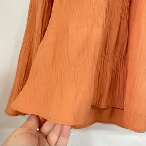 Elizabeth & James Orange Crepe Long Sleeve Boho Womens Blouse L Bell Sleeve thumbnail 5